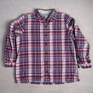 LL Bean Shirt‎ Jacket Women XL Pink Plaid Fleece Lined Shacket Flannel